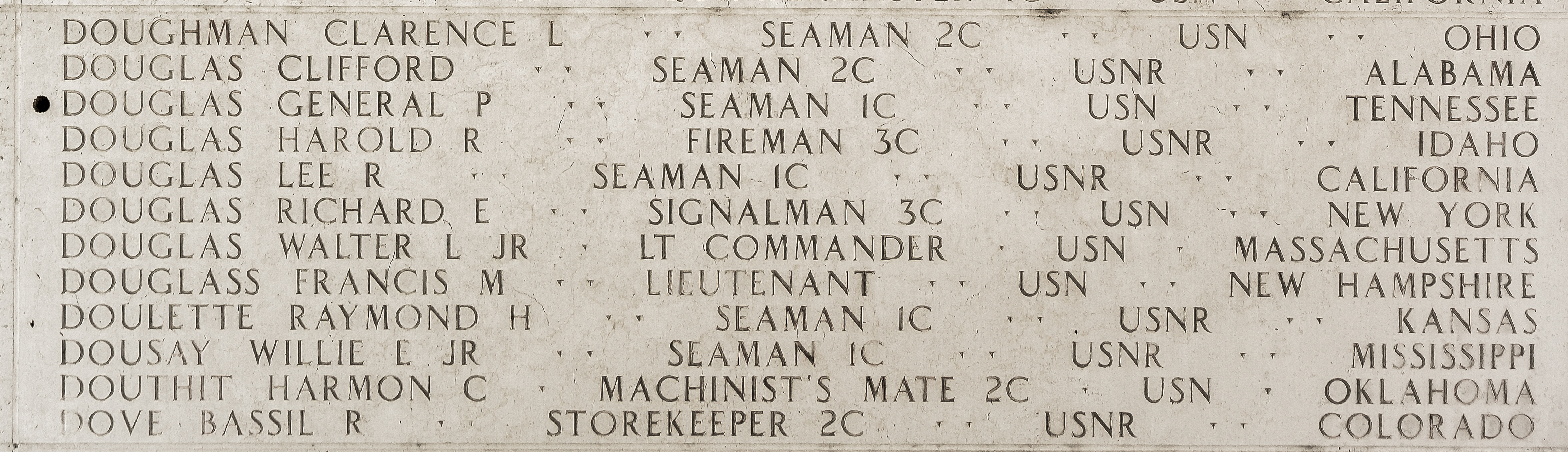 Lee R. Douglas, Seaman First Class